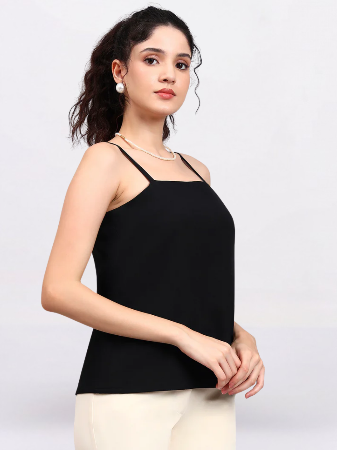 Women Black Square-Neck Camisole