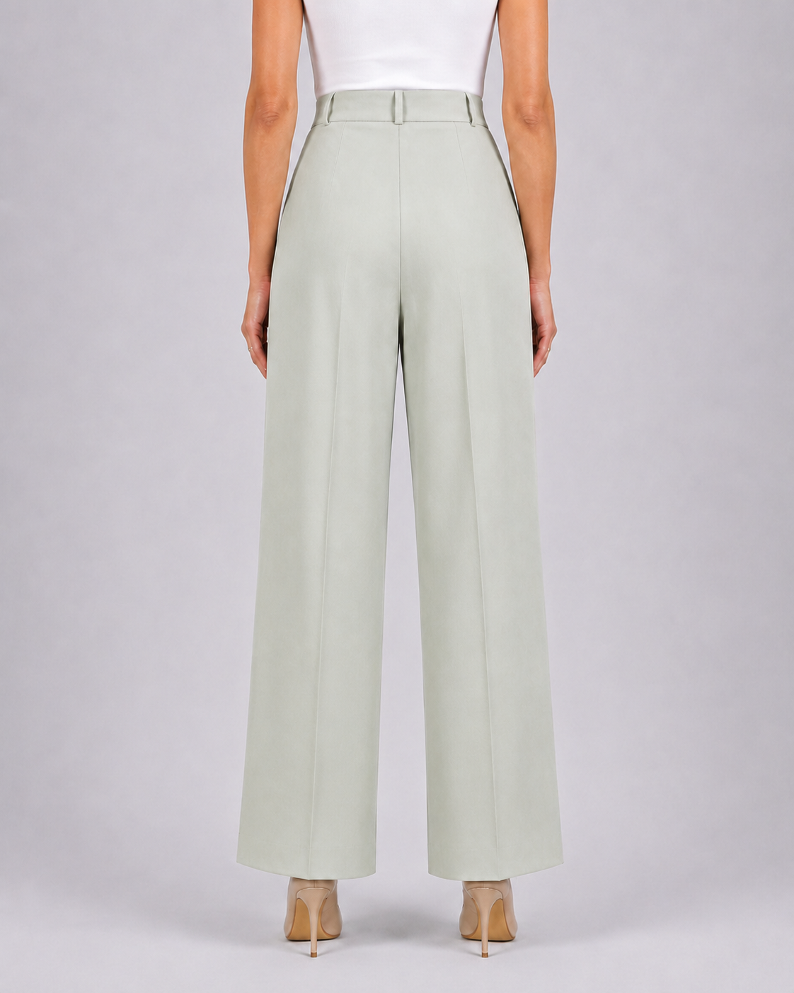 Women Sage Green Formal Trouser