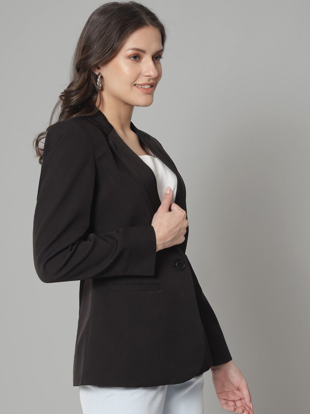 Women Notched Lapel Slim-Fit Single Breasted Blazer