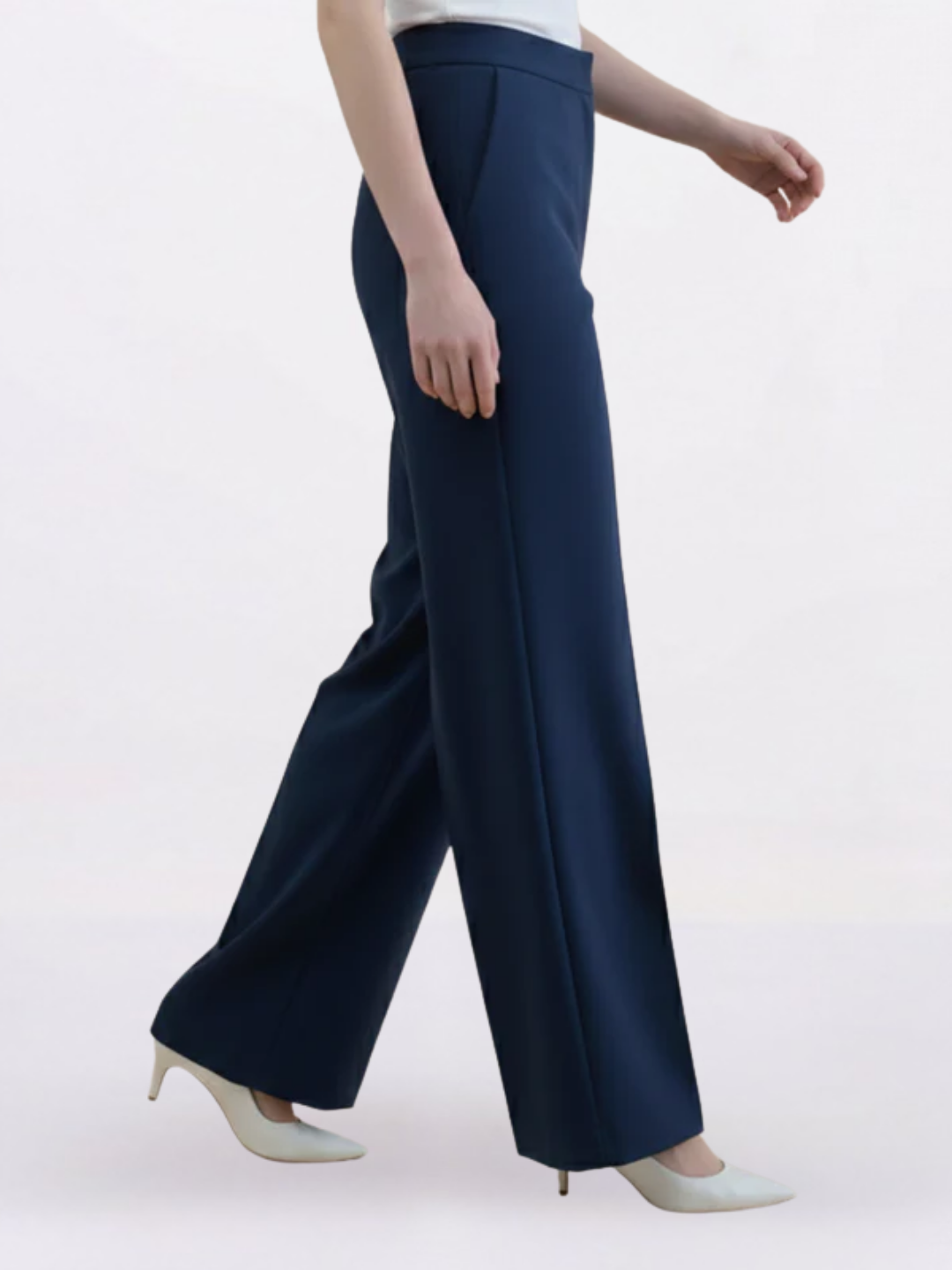 Women Navy Blue Straight Fit Trouser