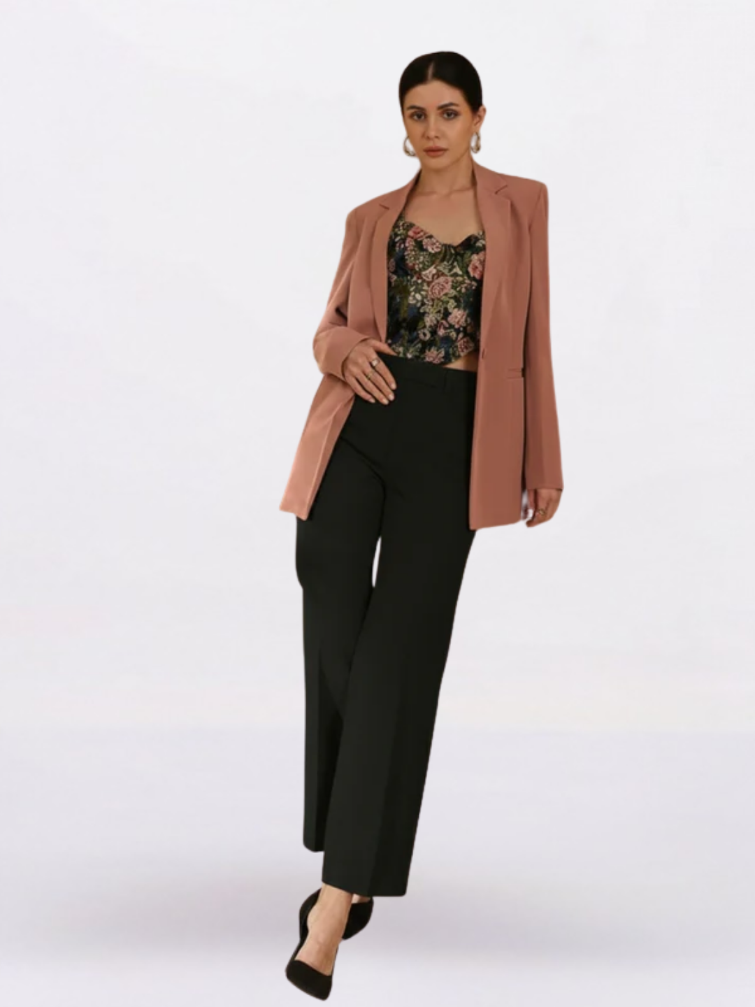 Women Peach Single-Breasted Blazer