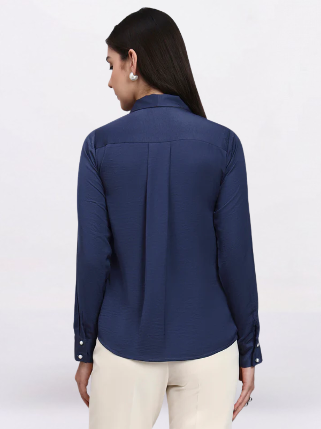 Women Blue Tie-Neck Top