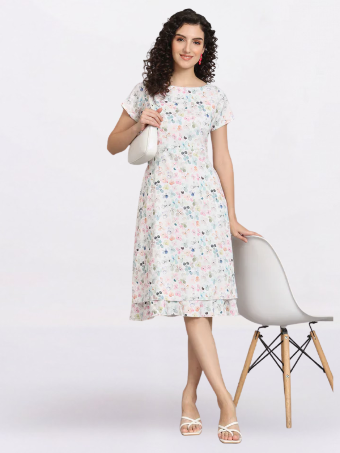 Women Floral Print Sheath Midi Dress