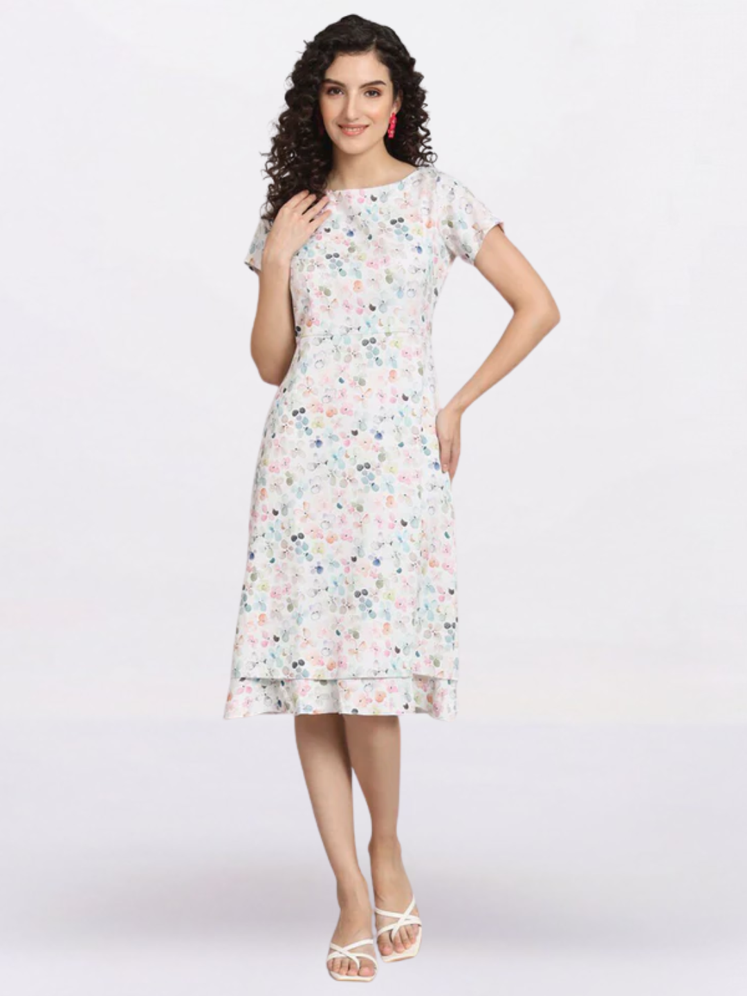 Women Floral Print Sheath Midi Dress