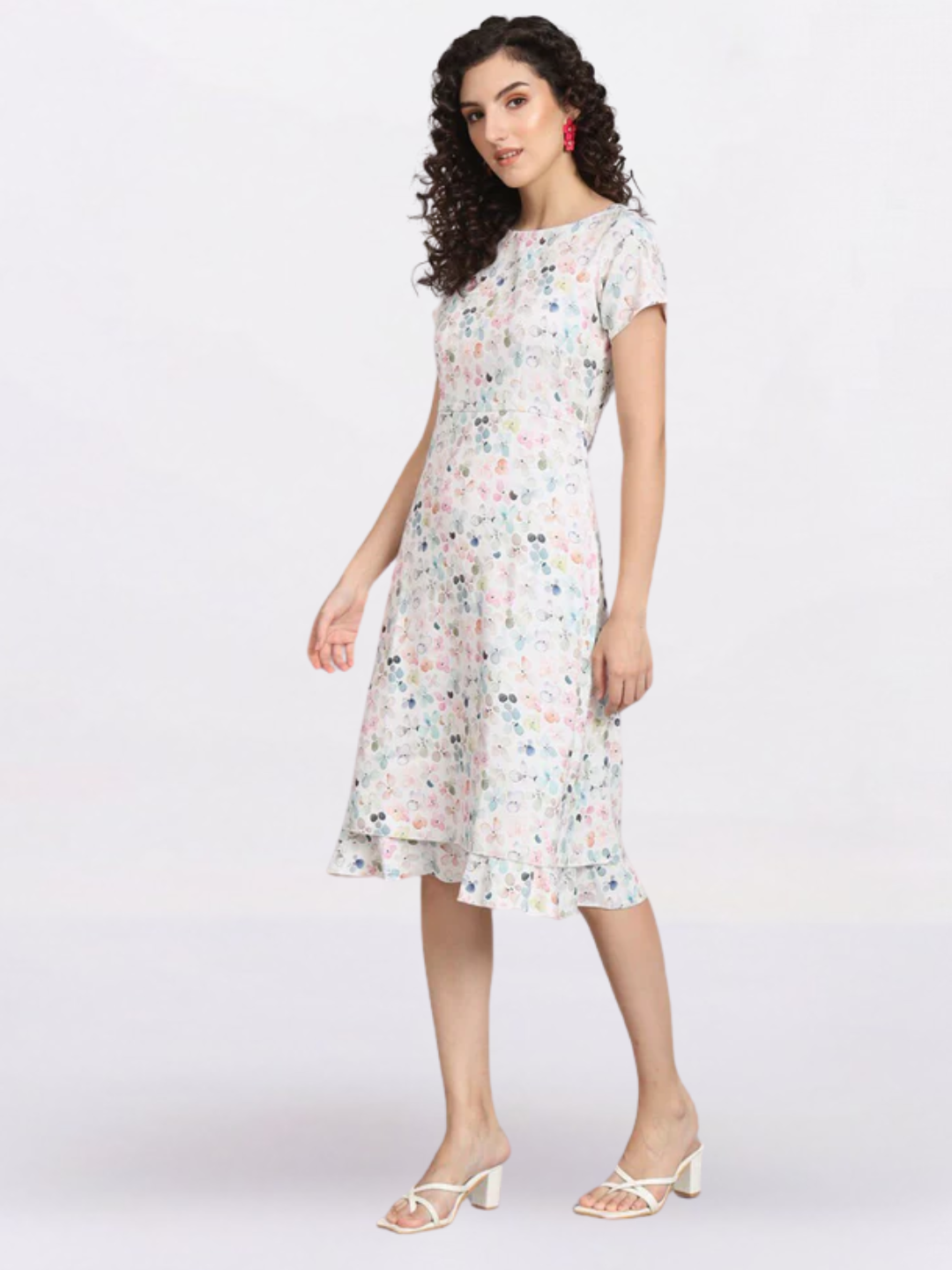 Women Floral Print Sheath Midi Dress
