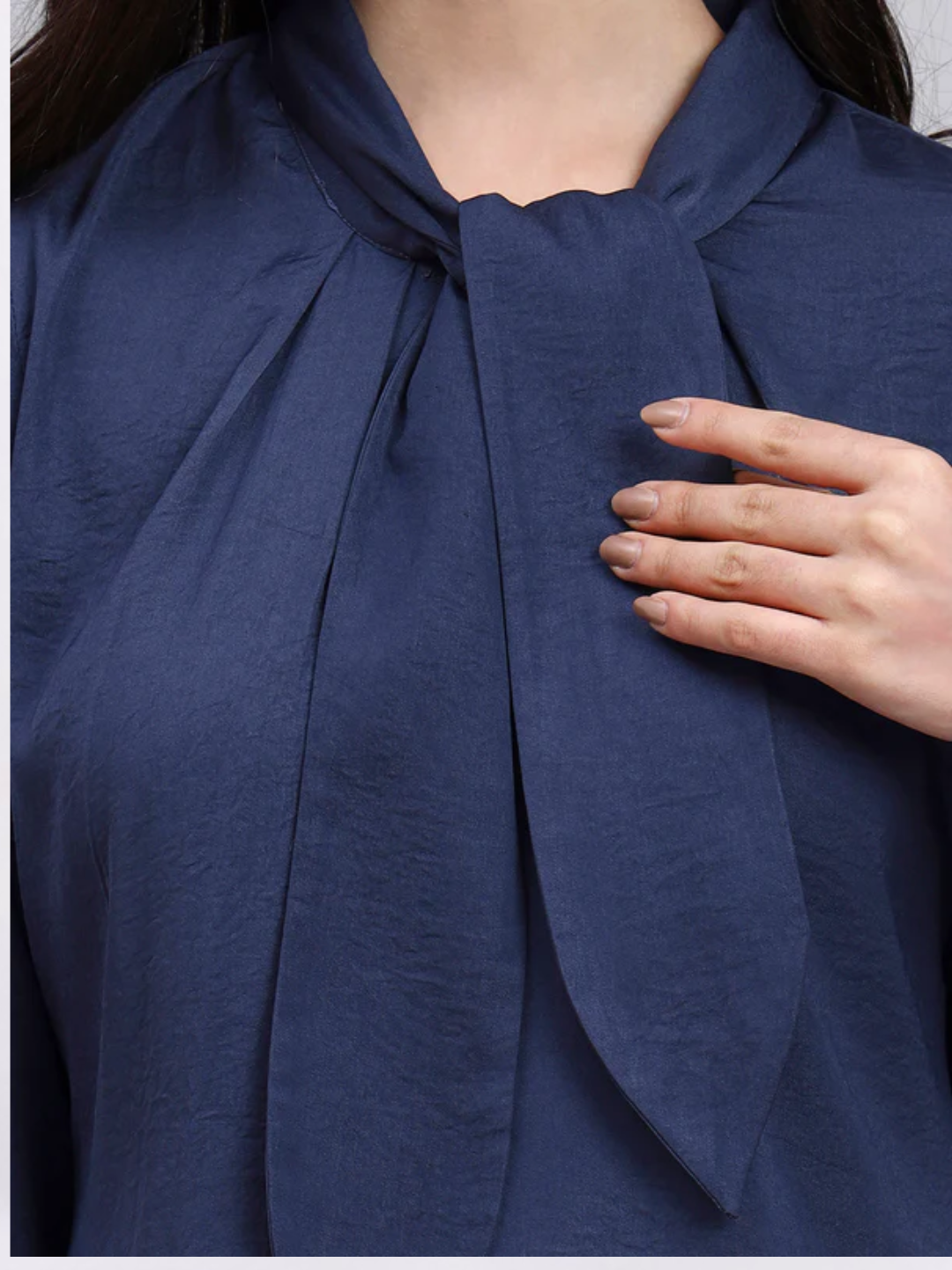 Women Blue Tie-Neck Top