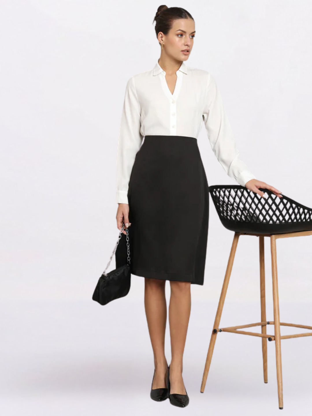 Women A-Line Moss Skirt- Black