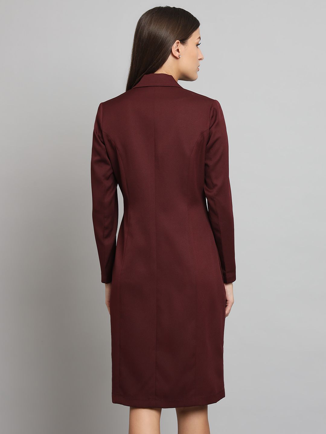Women Stretch Blazer Dress- Maroon