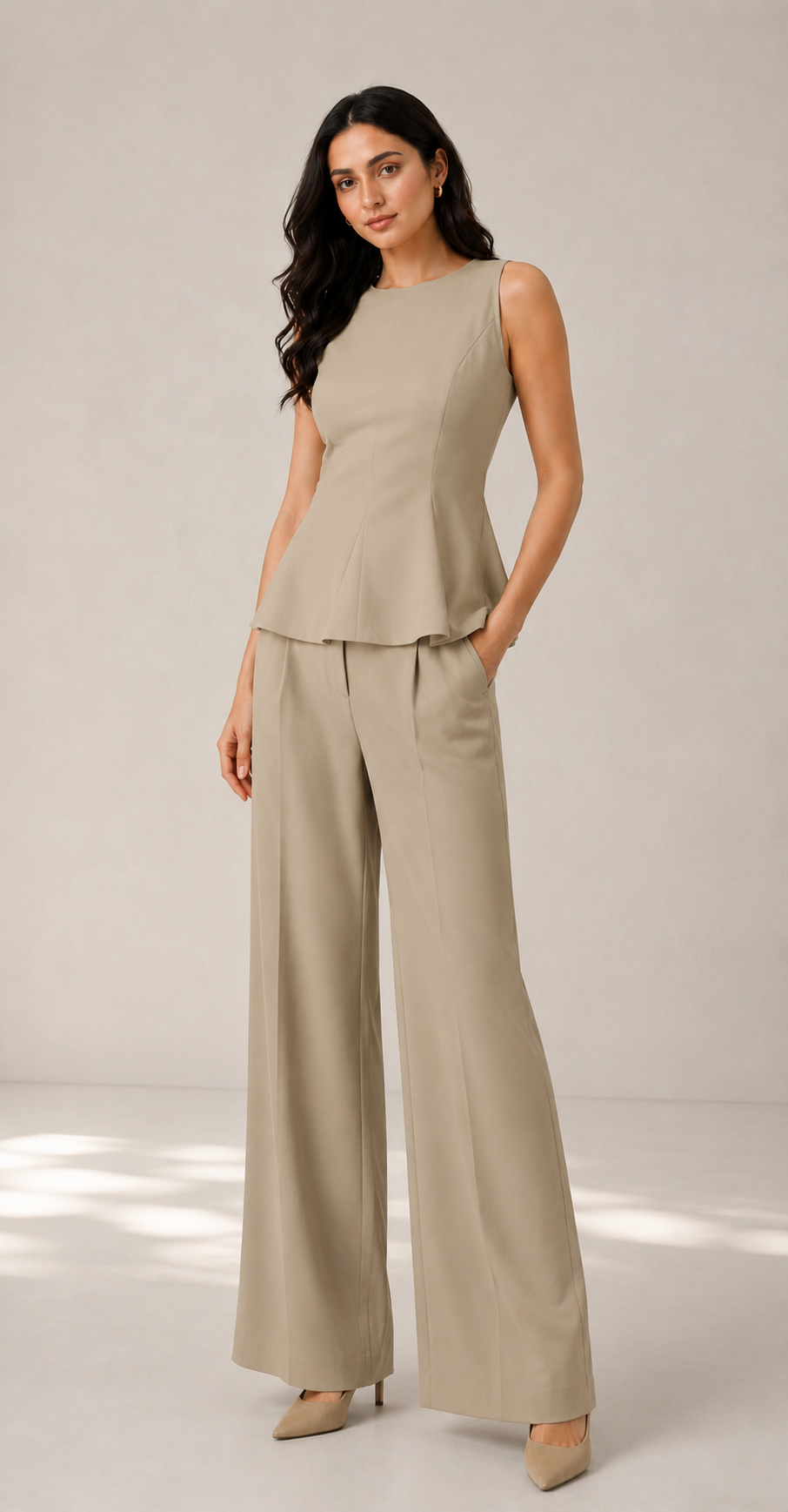 Women Beige Textured Co-ord Set