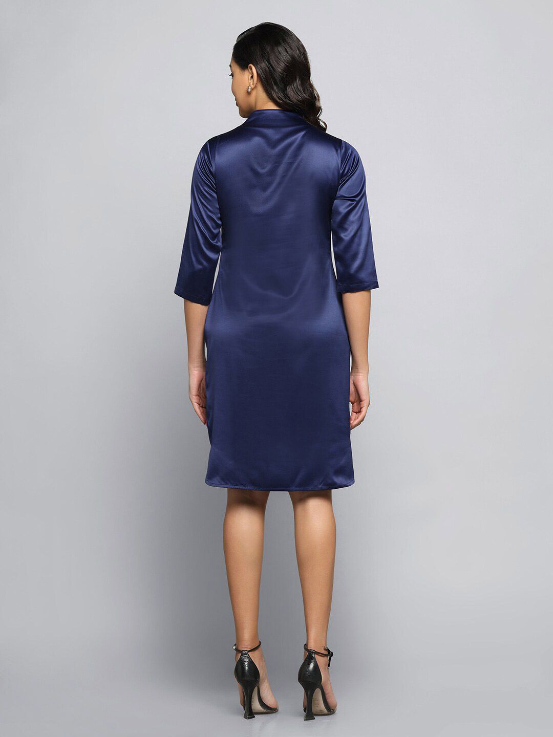 Satin party dress - Navy Blue