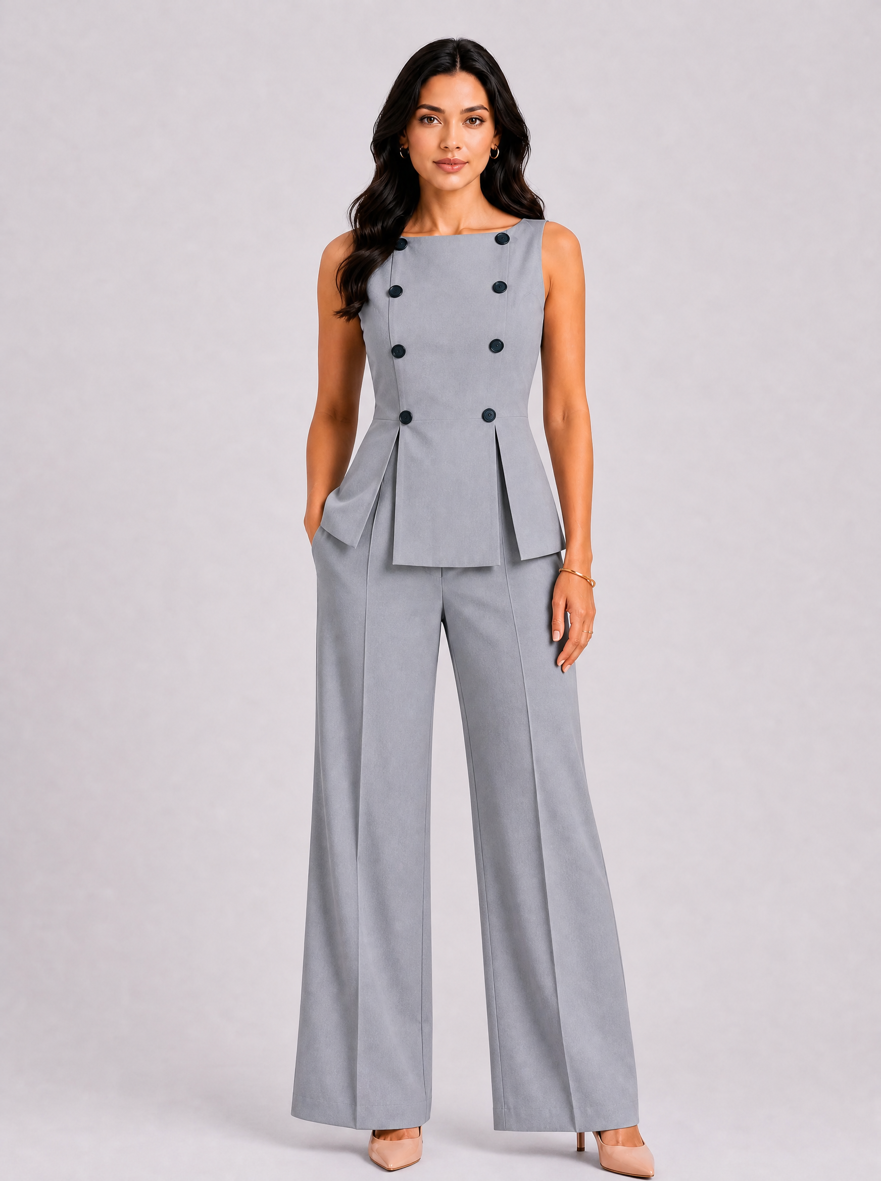 Women Grey Mid-Rise Relaxed Straight Fit Trousers