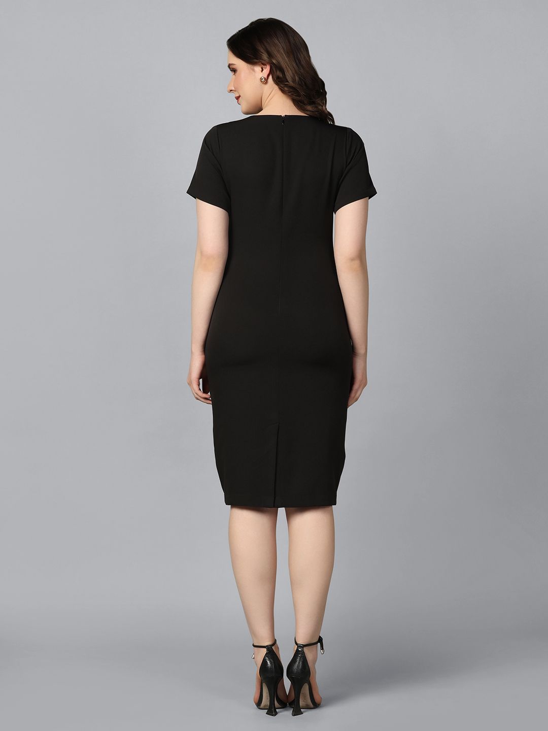 Women Stretch Pencil Dress- Black