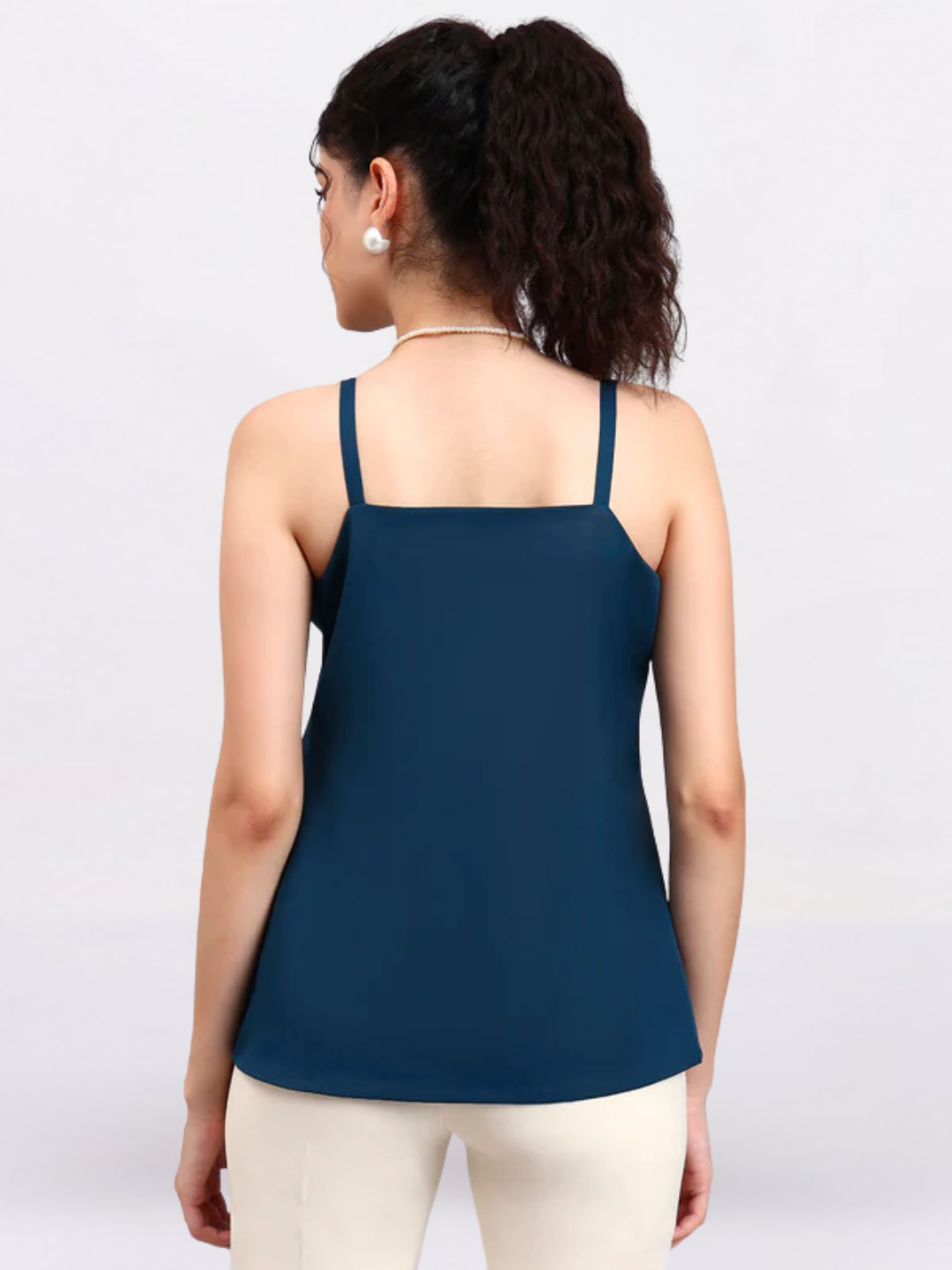 Women Teal Green Square-Neck Camisole-Style It Solo or Under a Blazer