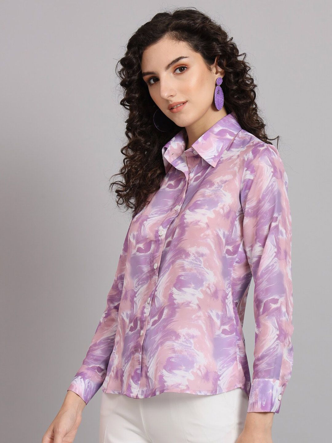 Marble Printed Shirt - Lavender