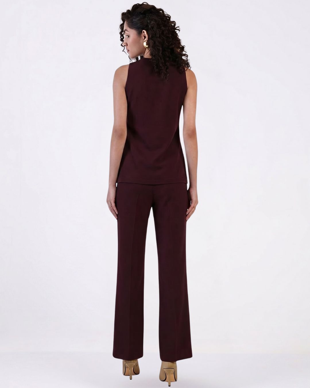 Women Wine Double Breasted Co-ord Set