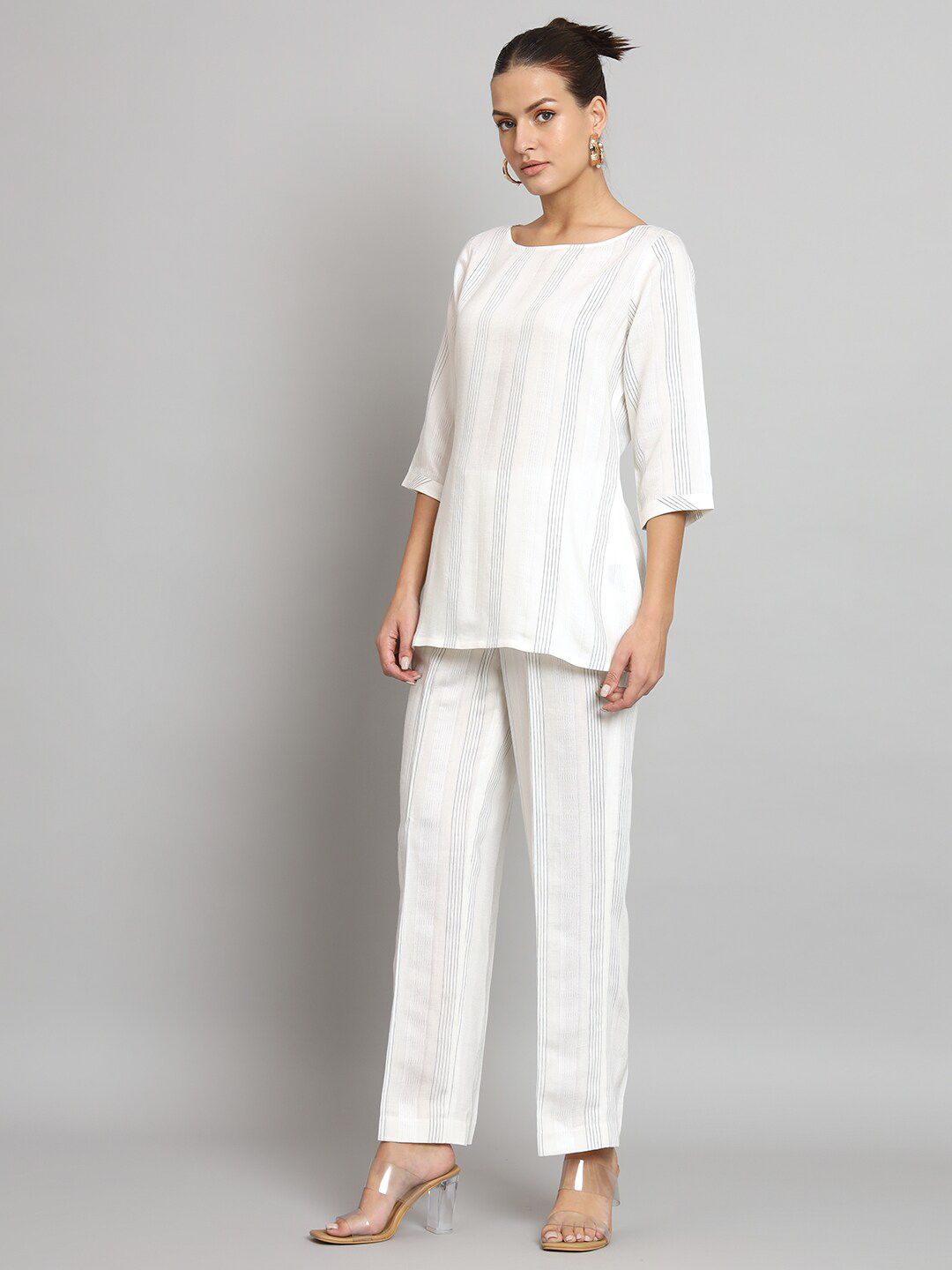 Striped Co-Ord Set- Off White