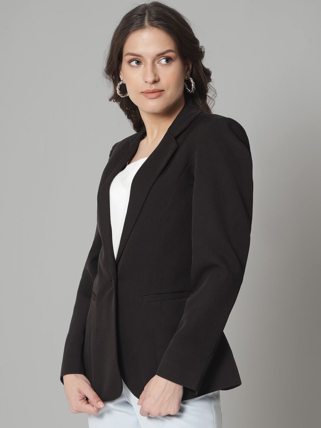Women Notched Lapel Slim-Fit Single Breasted Blazer
