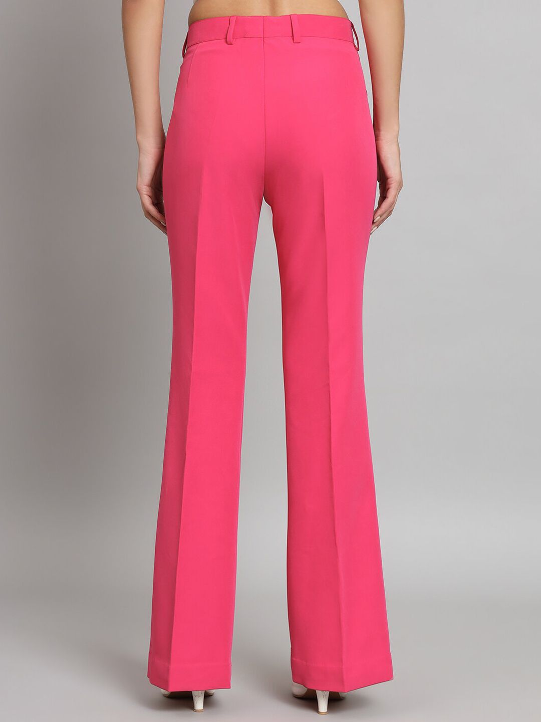 Women Pink Women Relaxed Easy Wash Bell Bottom Trousers