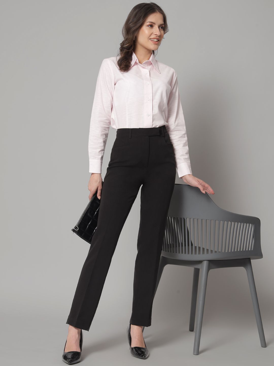Women Comfort Slim Fit Wrinkle Free Pleated Formal Trousers