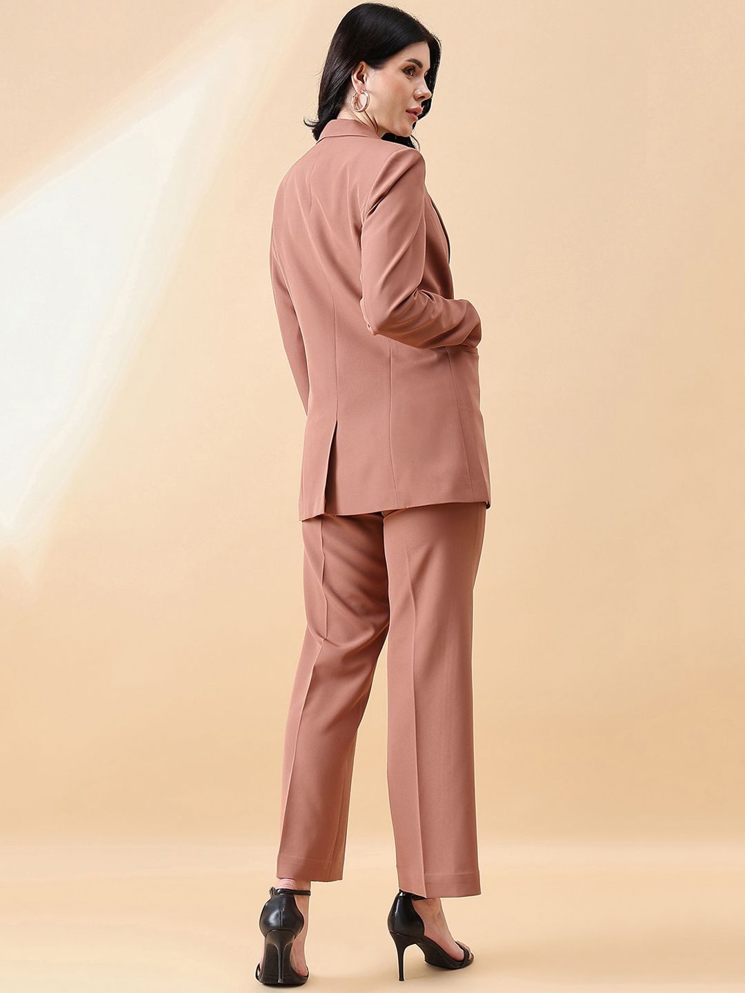 Women Peach Single-Breasted Formal Pantsuit