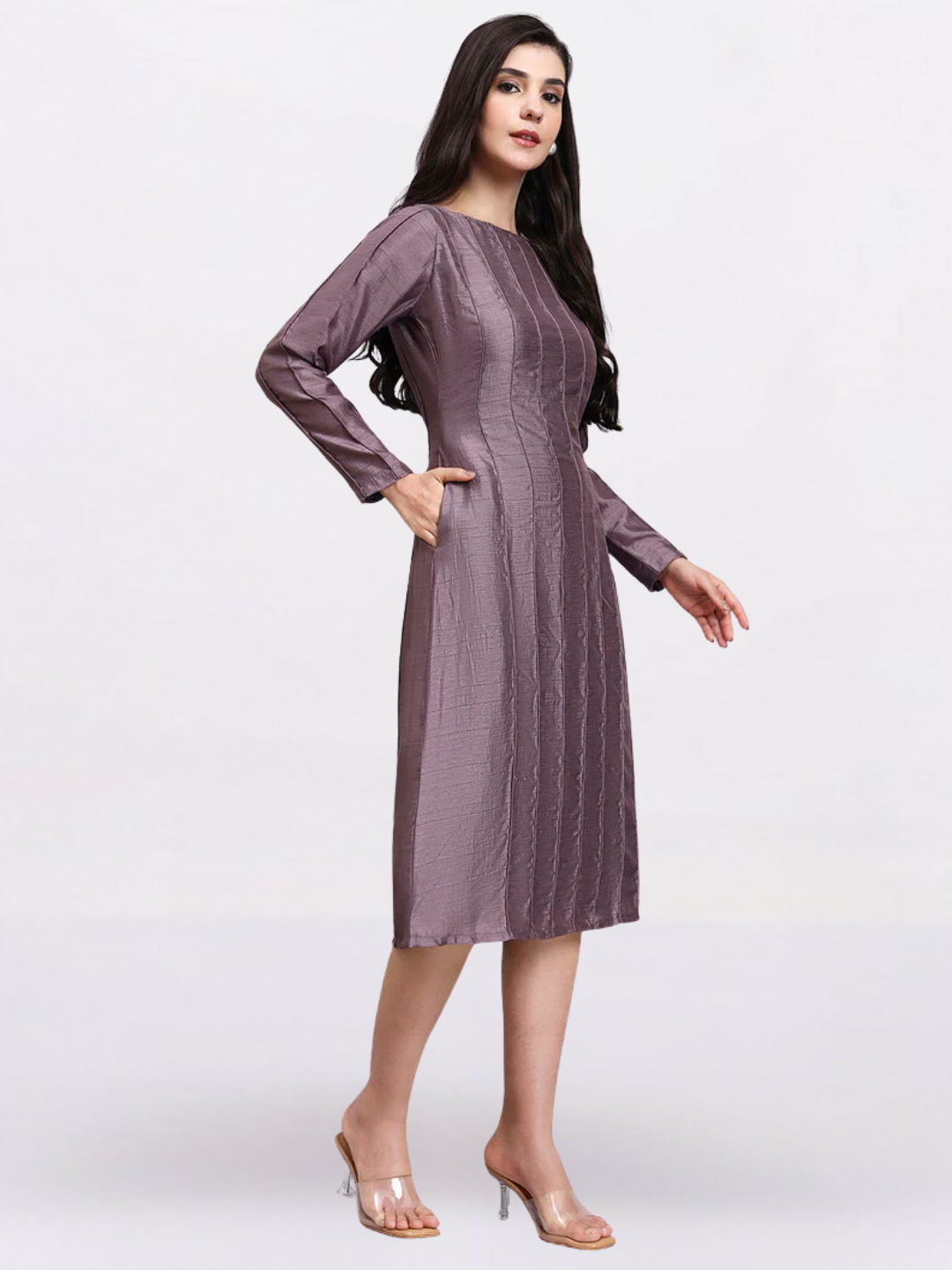 Women Elegant Mauve Structured Dress