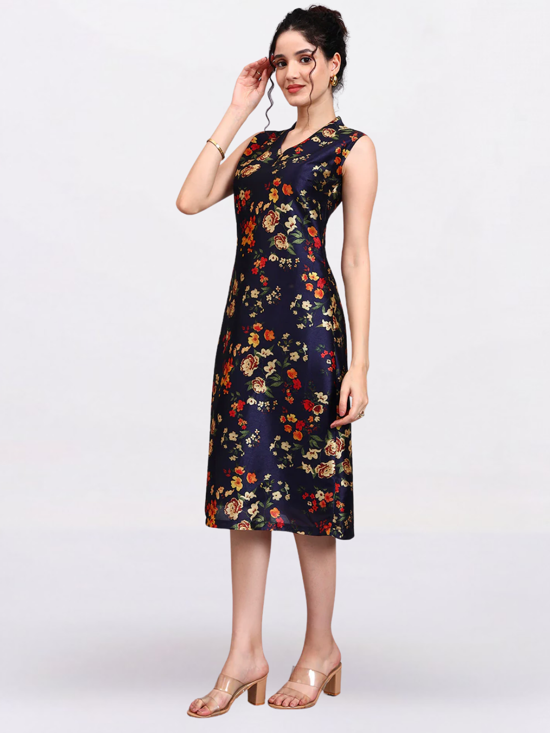 Women Blue Midnight Blossom A-Line Dress
