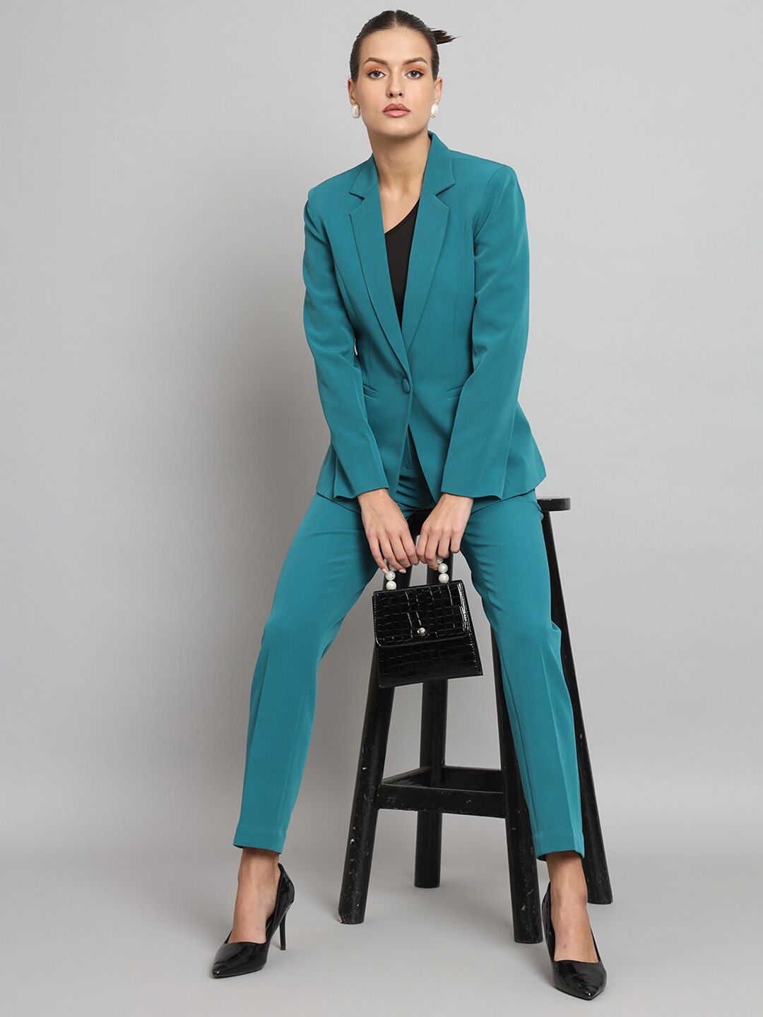 Women 2 Piece Single-Breasted Blazer with Trousers