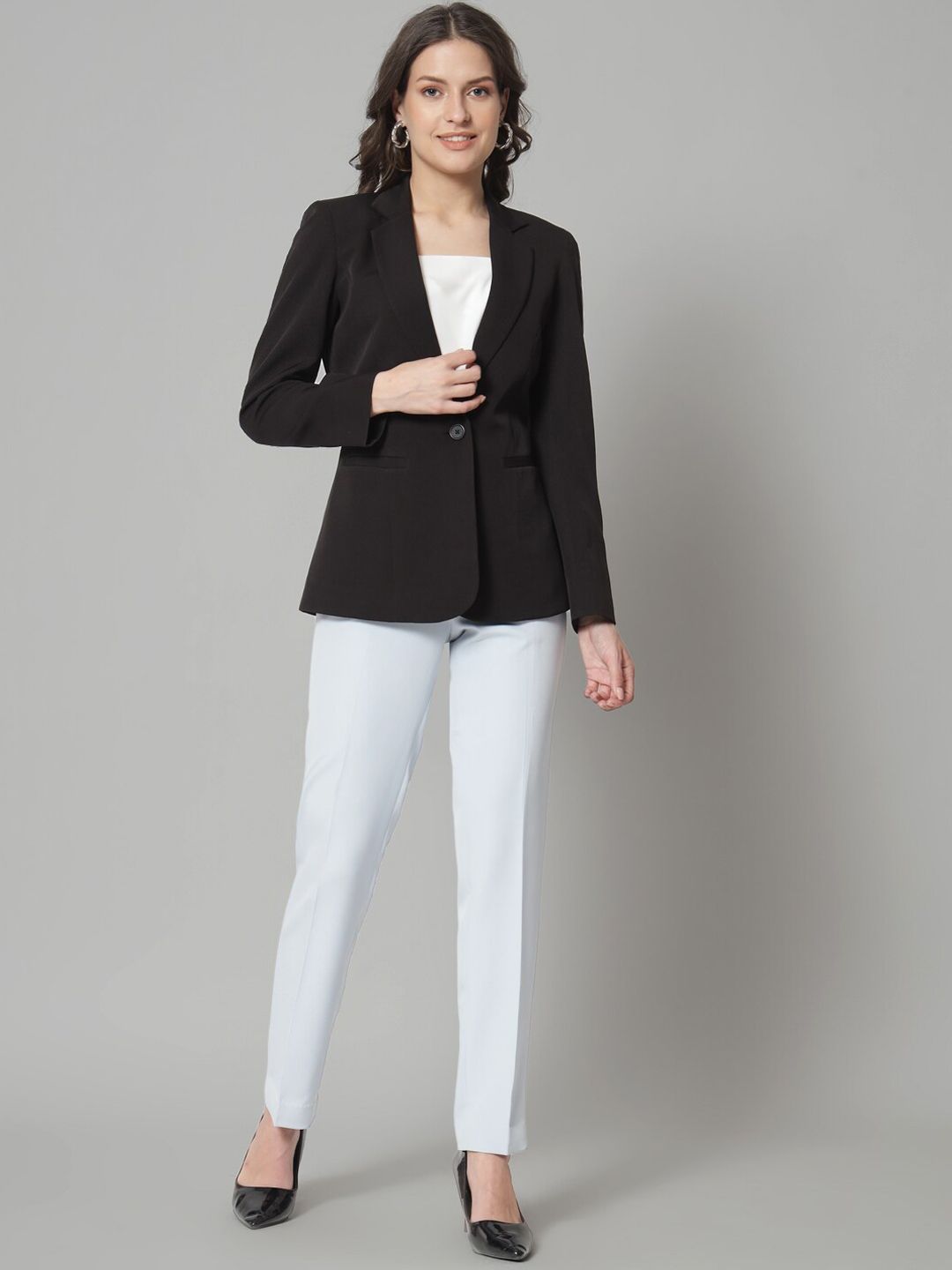 Women Notched Lapel Slim-Fit Single Breasted Blazer