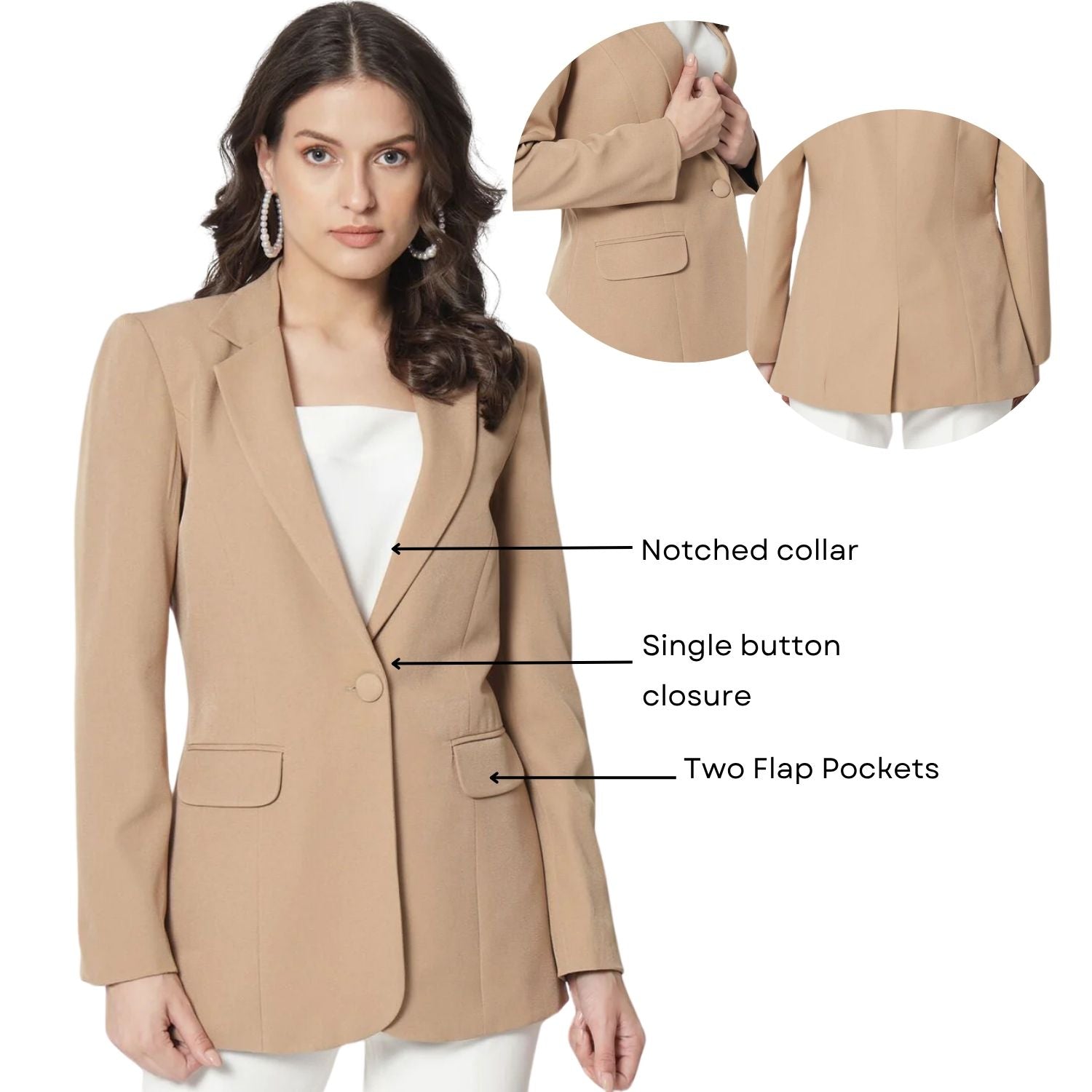 Women Single Breasted Formal Blazer