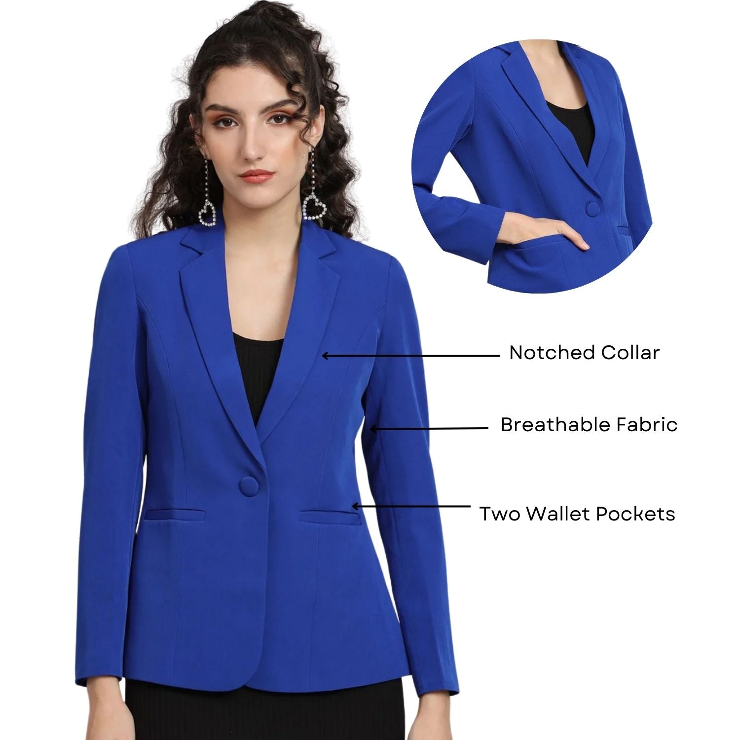 Women Notched Lapel Comfort-Fit Formal Blazers