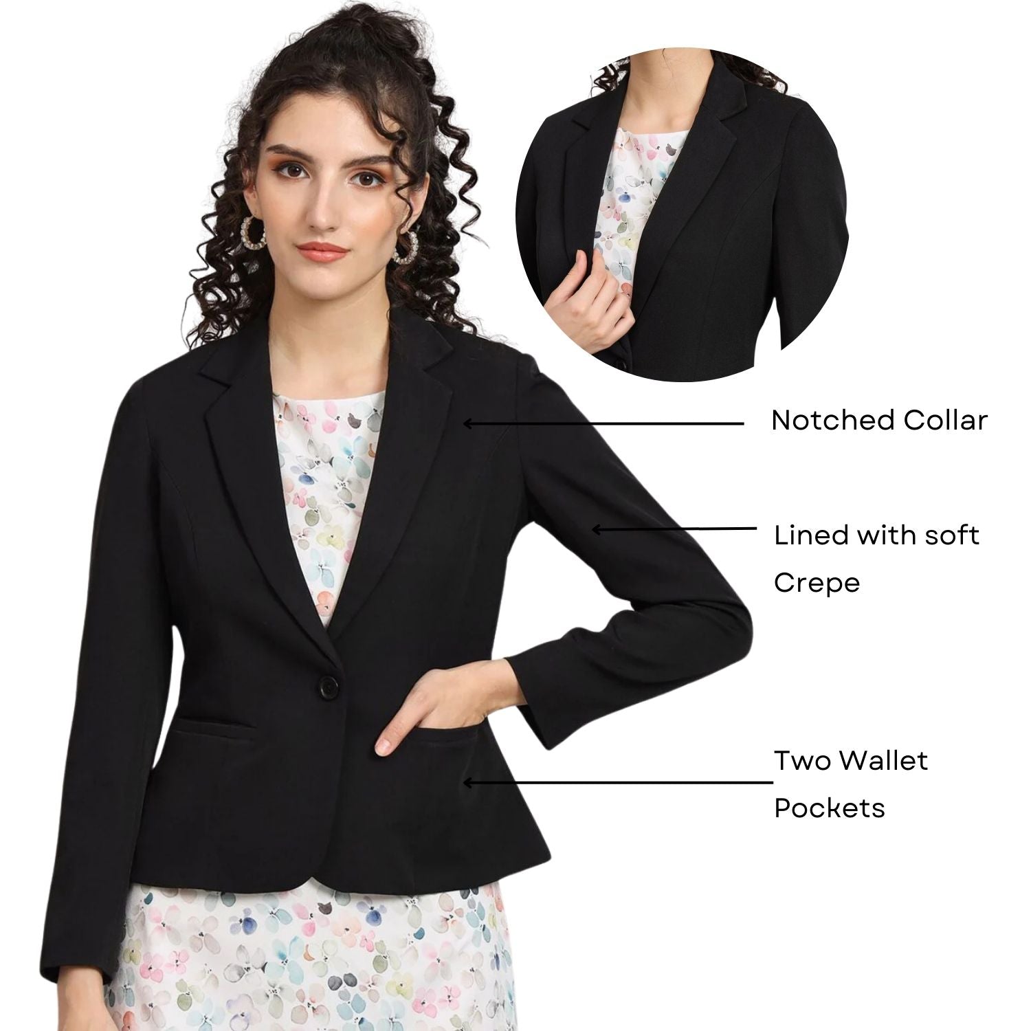 Women Notched Lapel Comfort-Fit Blazers