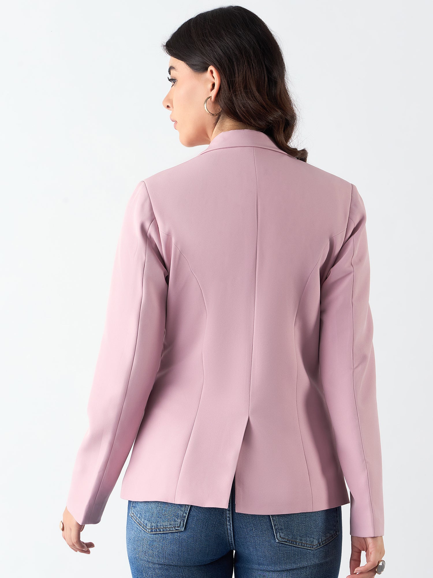 Women Notched Lapel Collar Tailored-Fit Single-Breasted Blazer