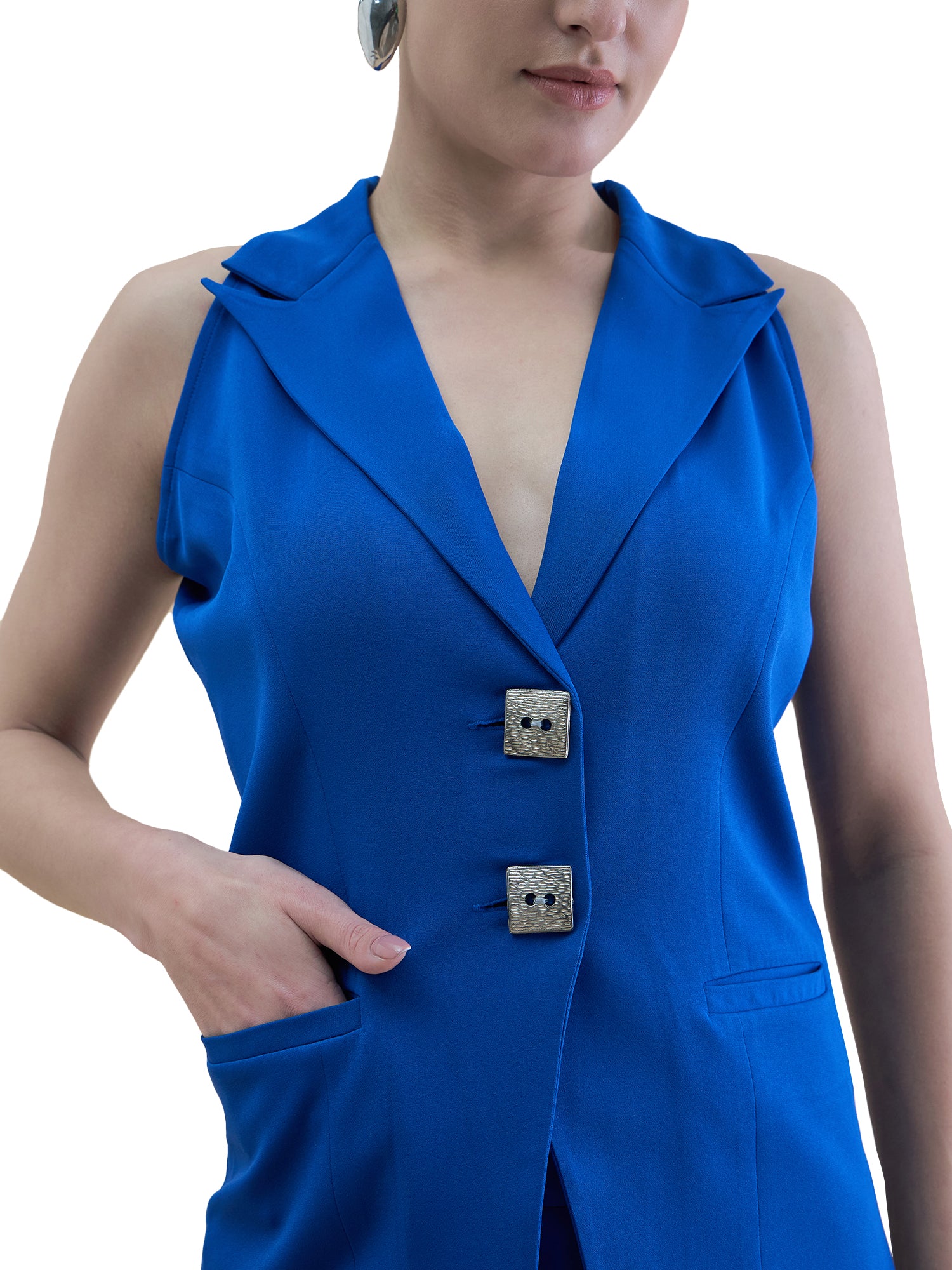 Women Ink Blue Halter Neck Co-Ord set