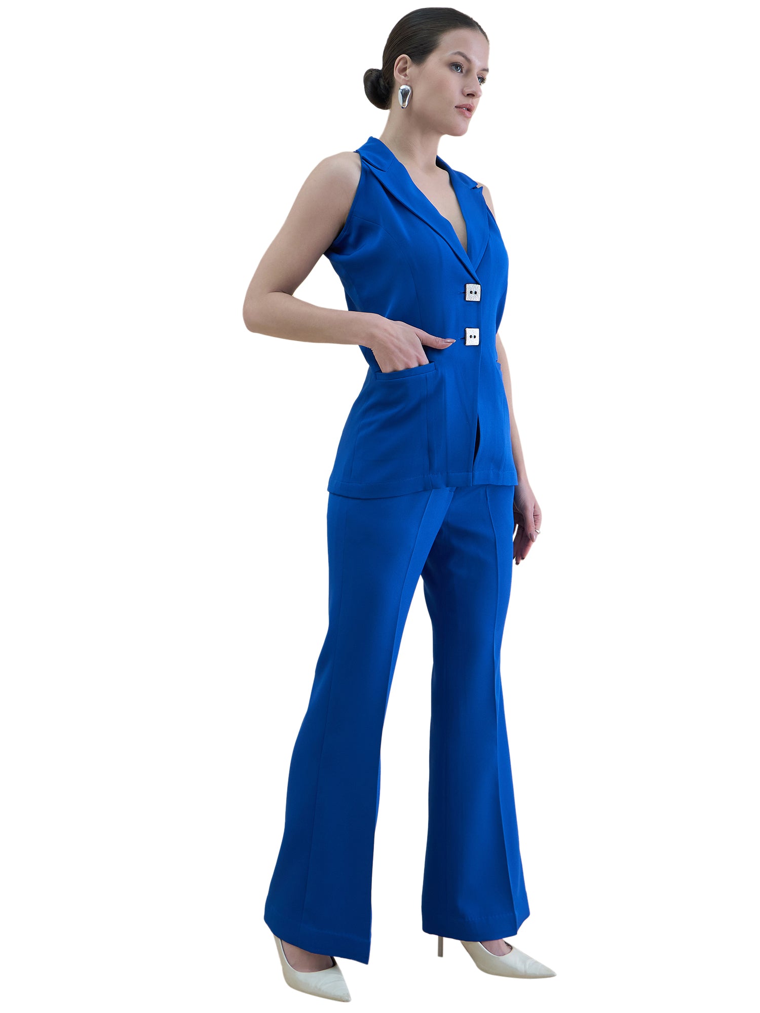 Women Ink Blue Halter Neck Co-Ord set
