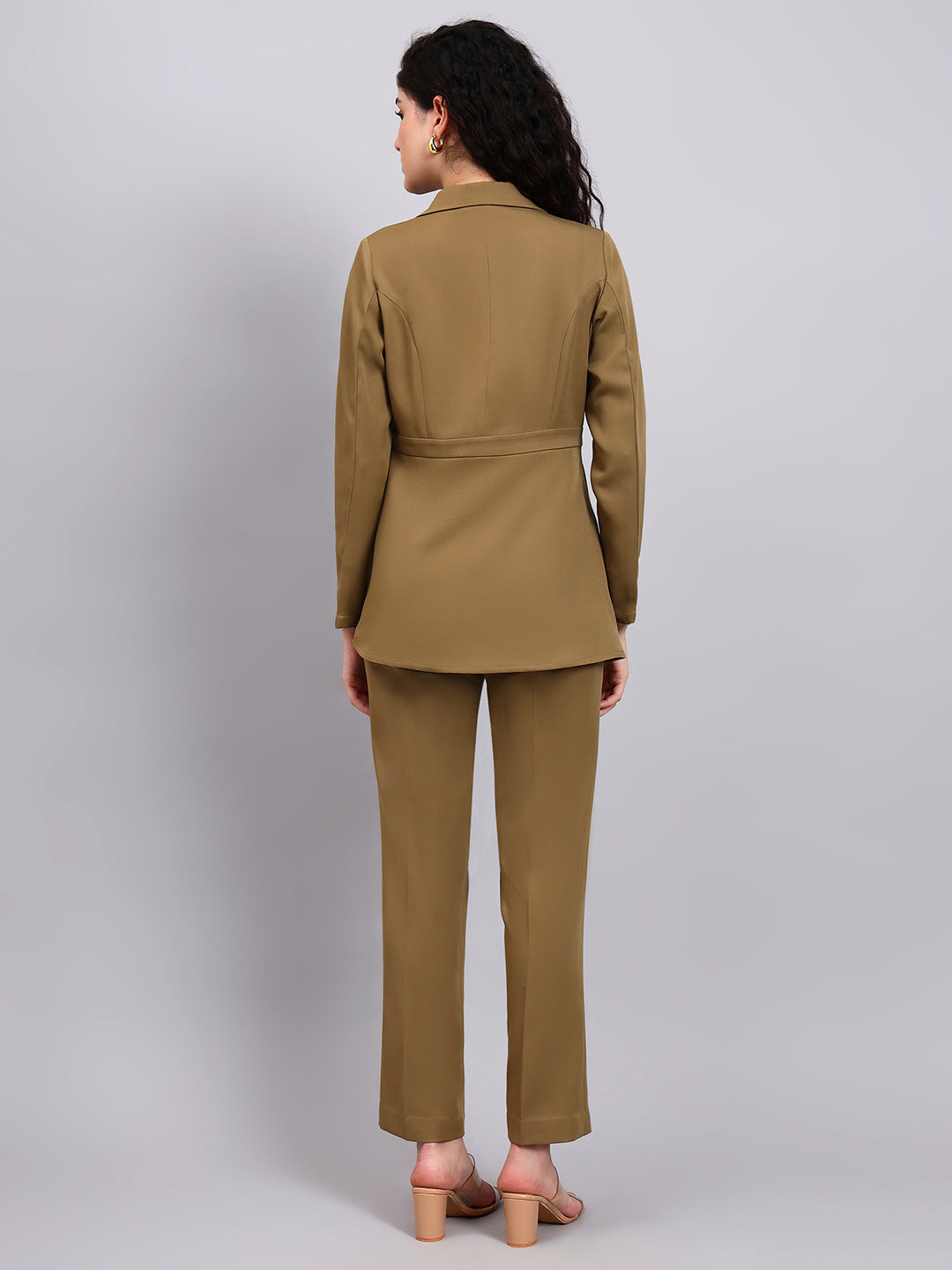 Power Dressing Willow Green Co-Ord Set Wrap Top With Straight Trousers