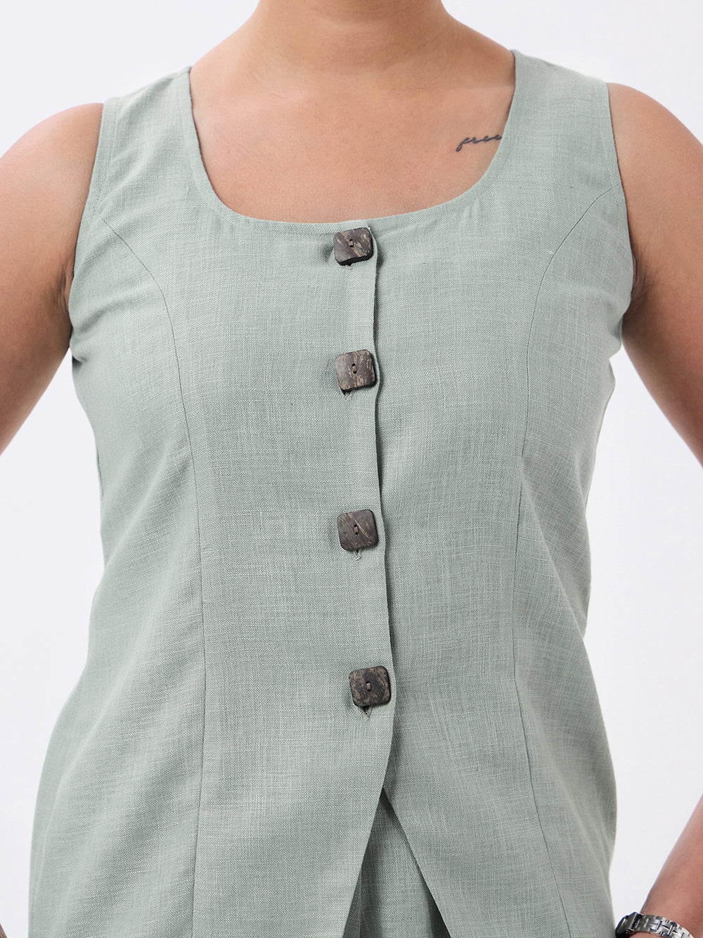 Dusty Sage Green Linen Blend Co-Ord set