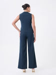 Women Navy Blue Sleeveless Co-ord Set