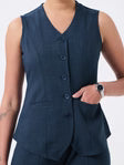 Women Navy Blue Sleeveless Co-ord Set