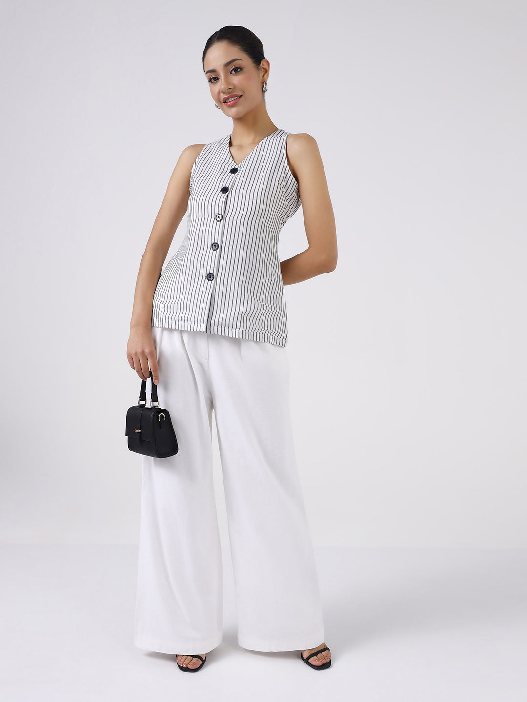 Women White Sleeveless Co-Ord Set