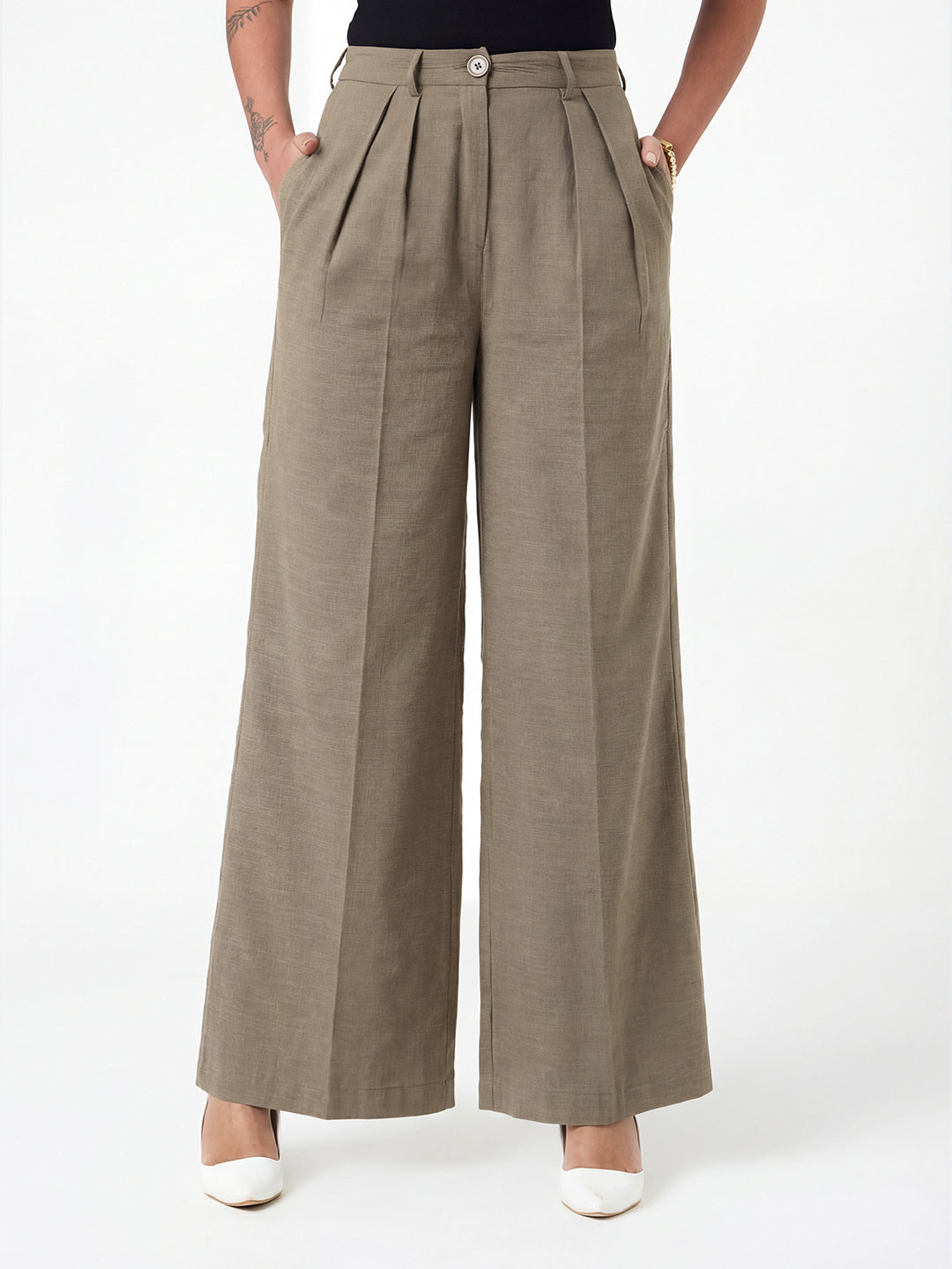 Women Olive Green Sleeveless Co-ords