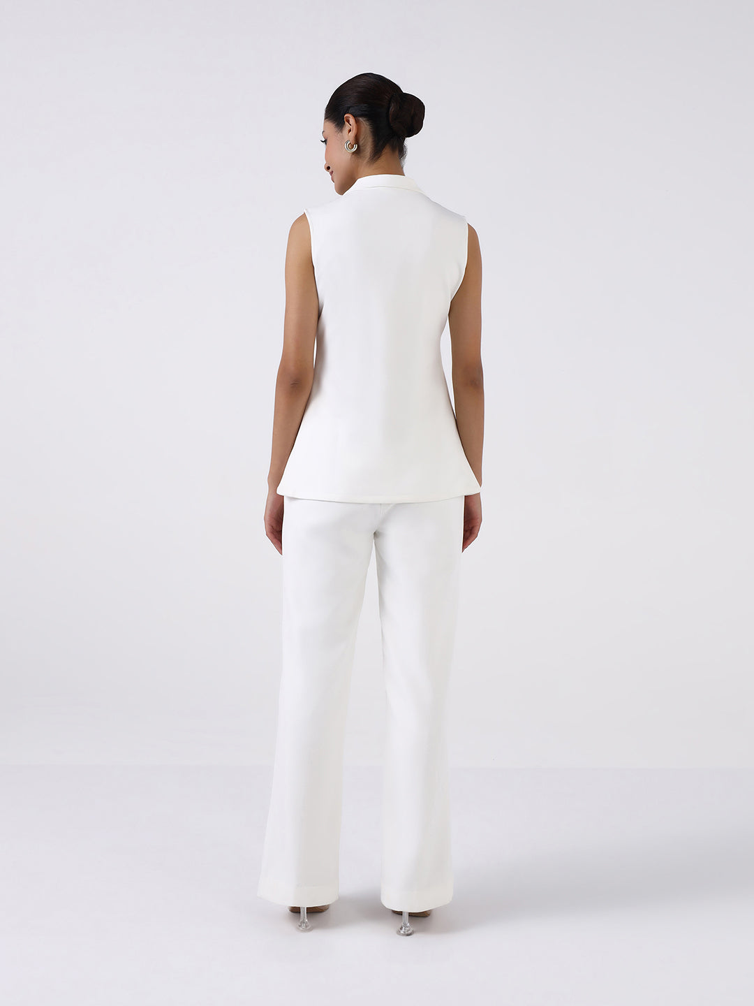 Women White Sleeveless Co-Ord Set