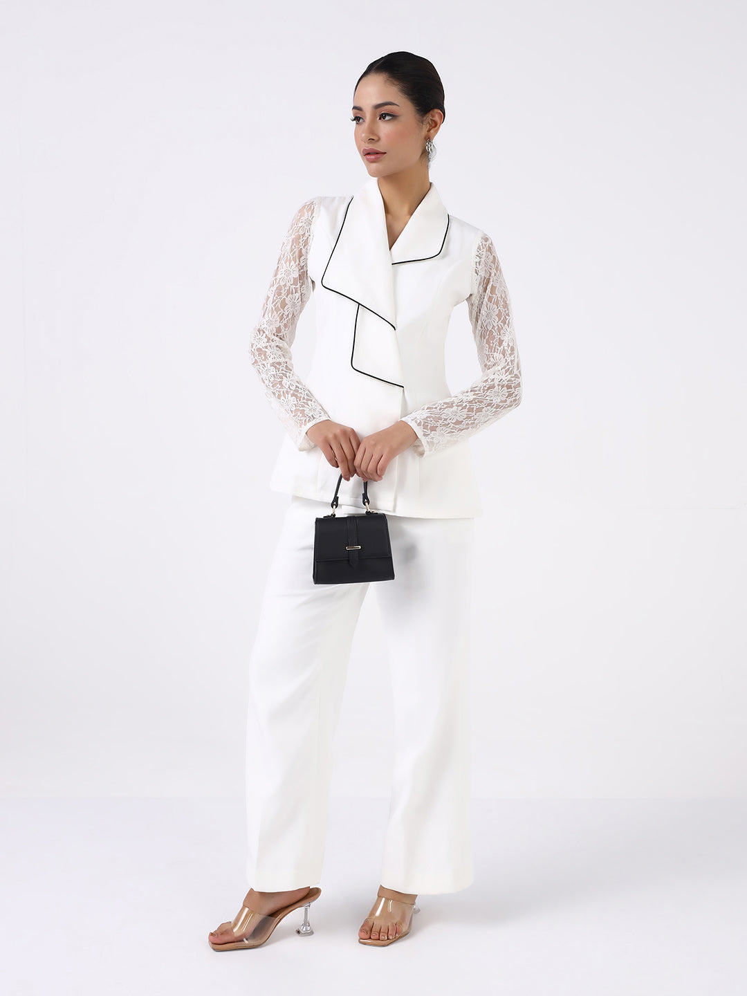 Women White Layered Collar Co-Ord Set