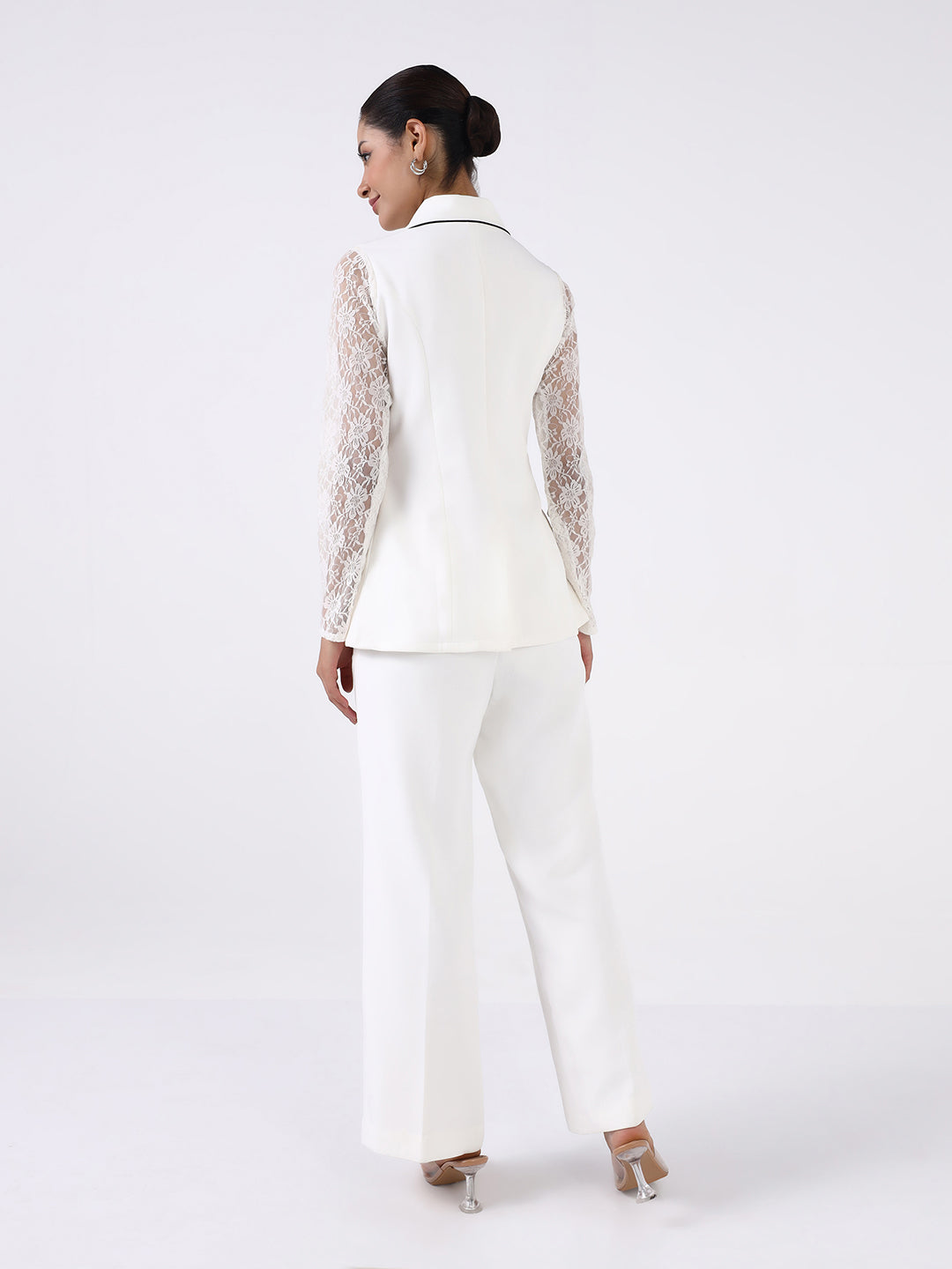 Women White Layered Collar Co-Ord Set