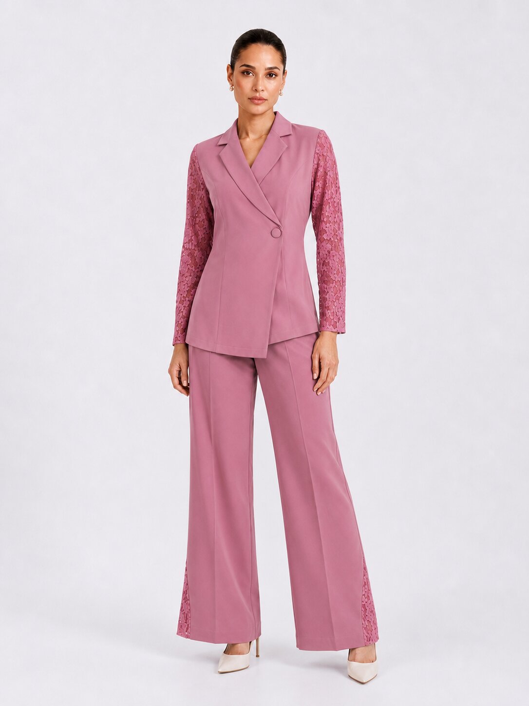 Women Dusty pink Double Breasted Co-Ord Set