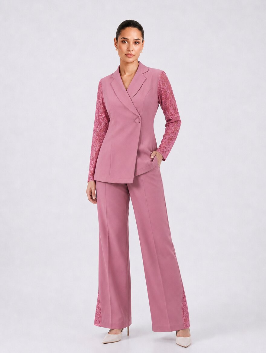 Women Dusty pink Double Breasted Co-Ord Set