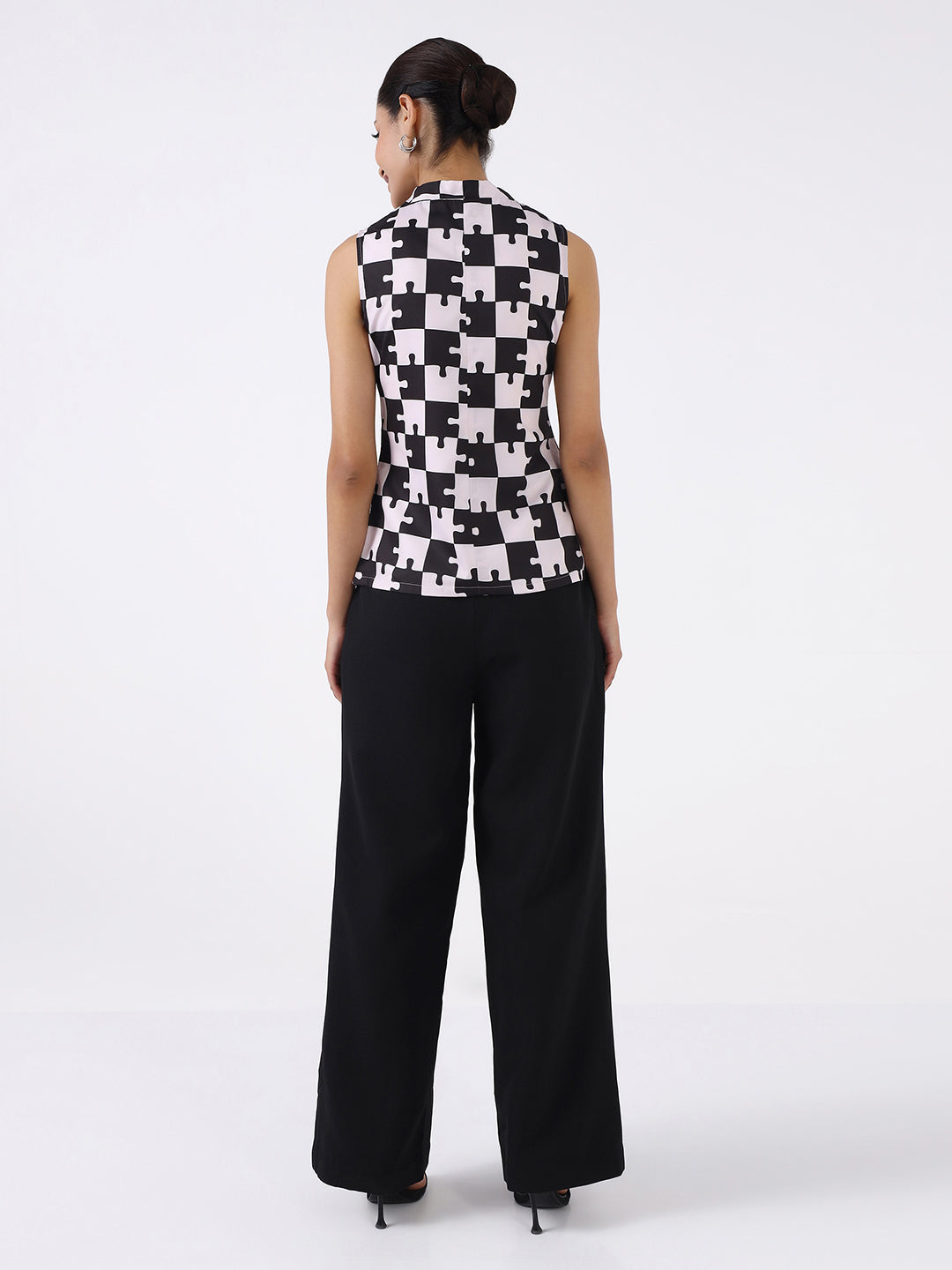 Women Black & White Geometric Printed Co-ord Set