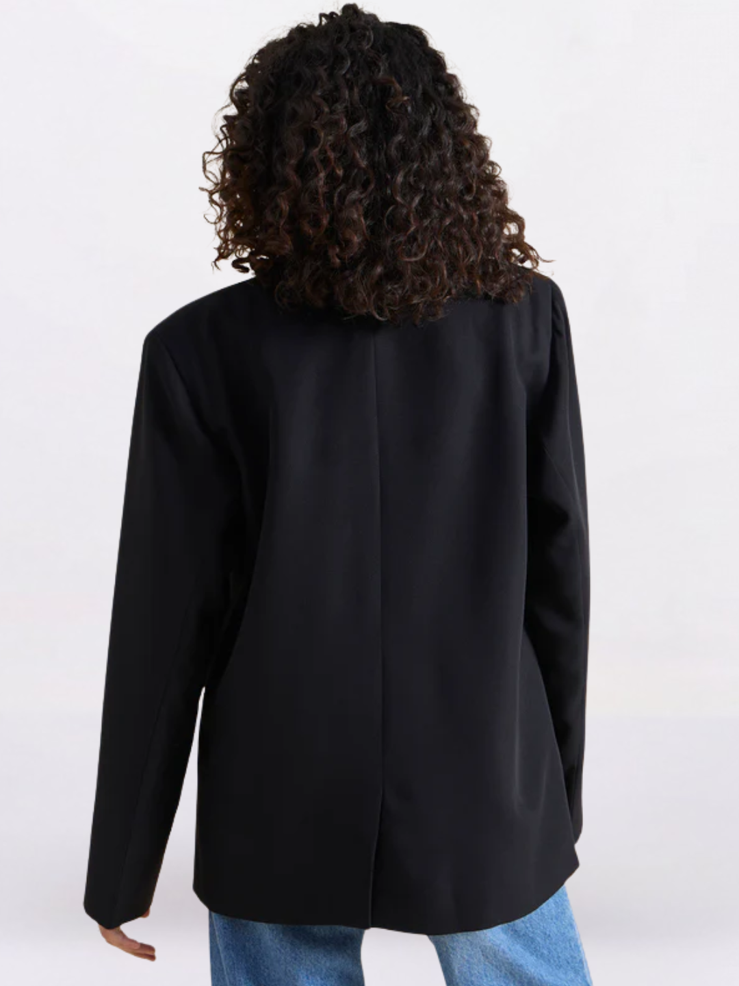 Women Black Oversized Fit Notched Lapel Formal Blazer