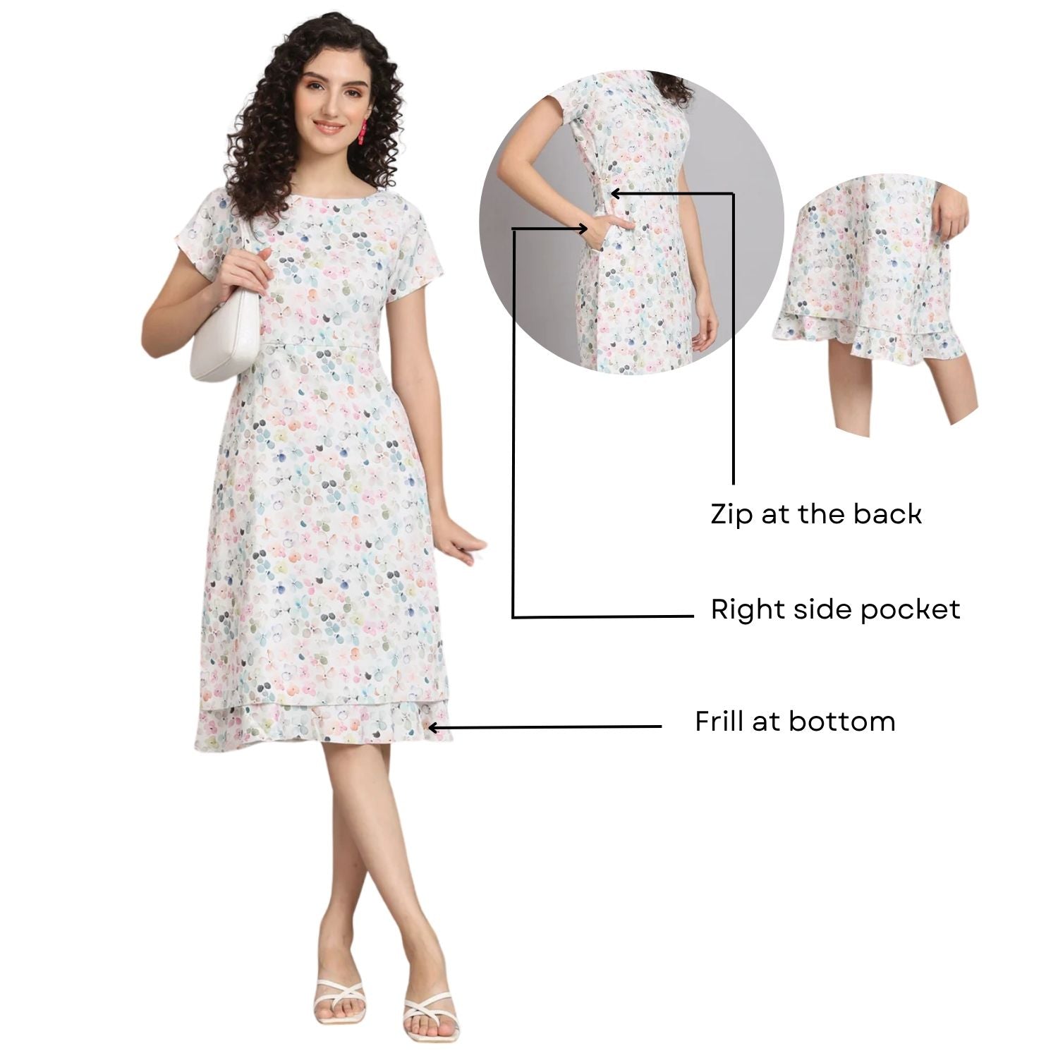 Women Floral Print Sheath Midi Dress