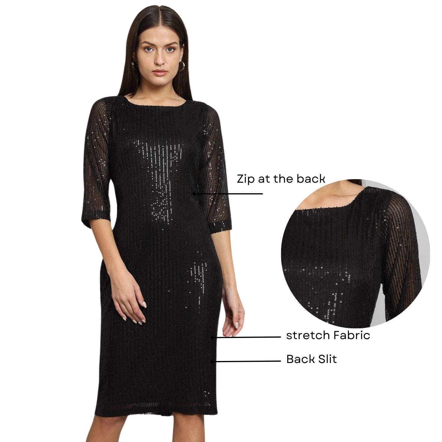 Women Embellished Sequinned Sheath Dress