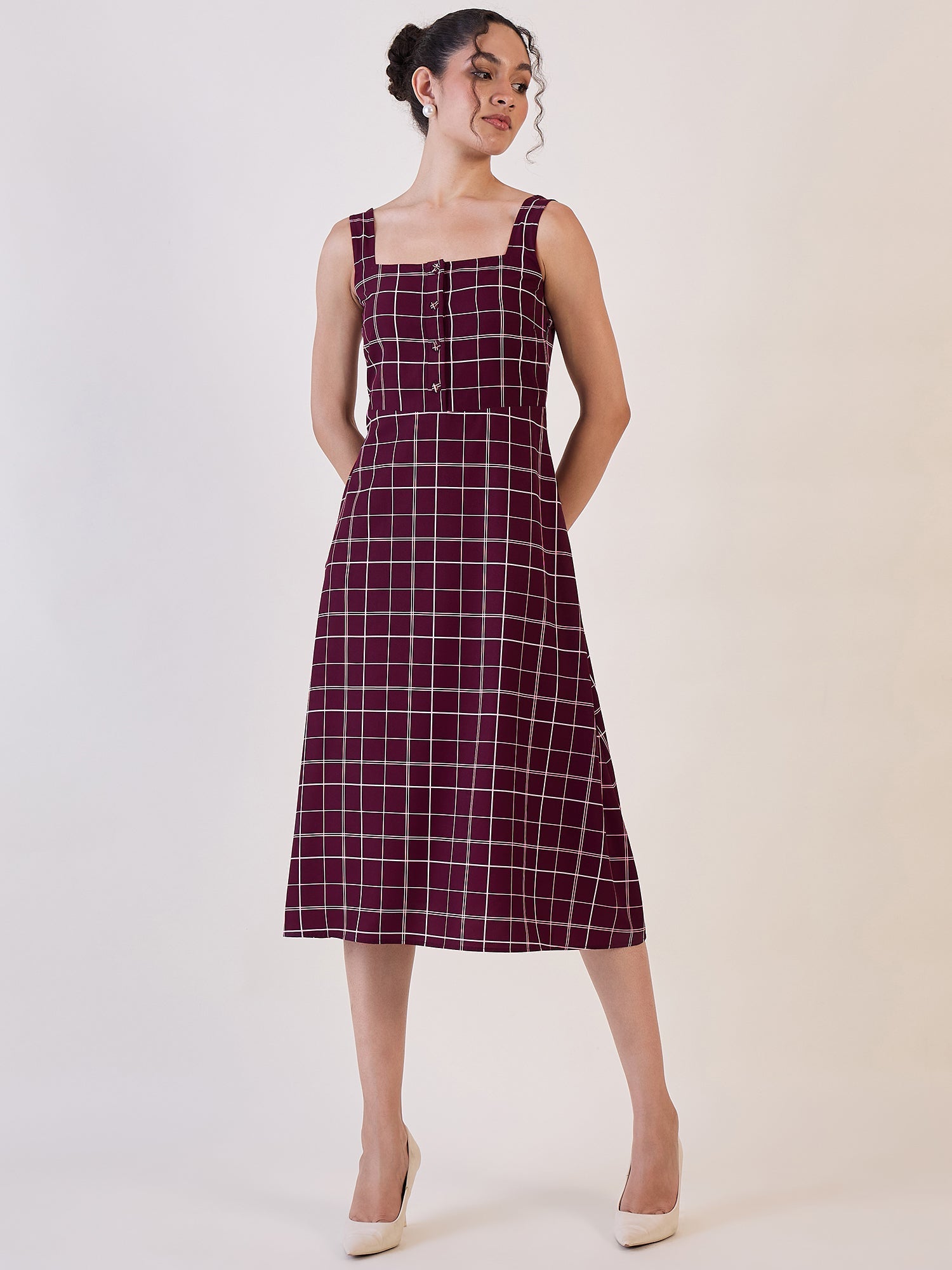 Maroon Fit & Flare Dress